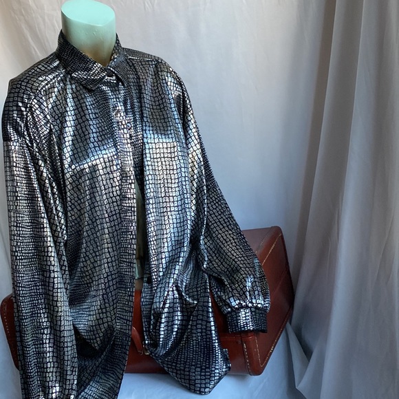 Vintage metallic long sleeve blouse - Picture 8 of 13